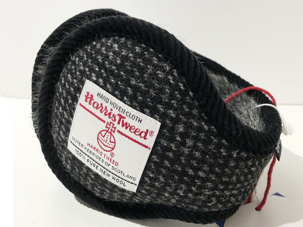 average Ear Muffler “HARRIS TWEED” BLK/GRYチェック柄 [アベレージ バックアーム イヤーウォーマー マフラー 耳あて ハリスツィード ハリスツイード　チェック] 【楽ギフ_包装】