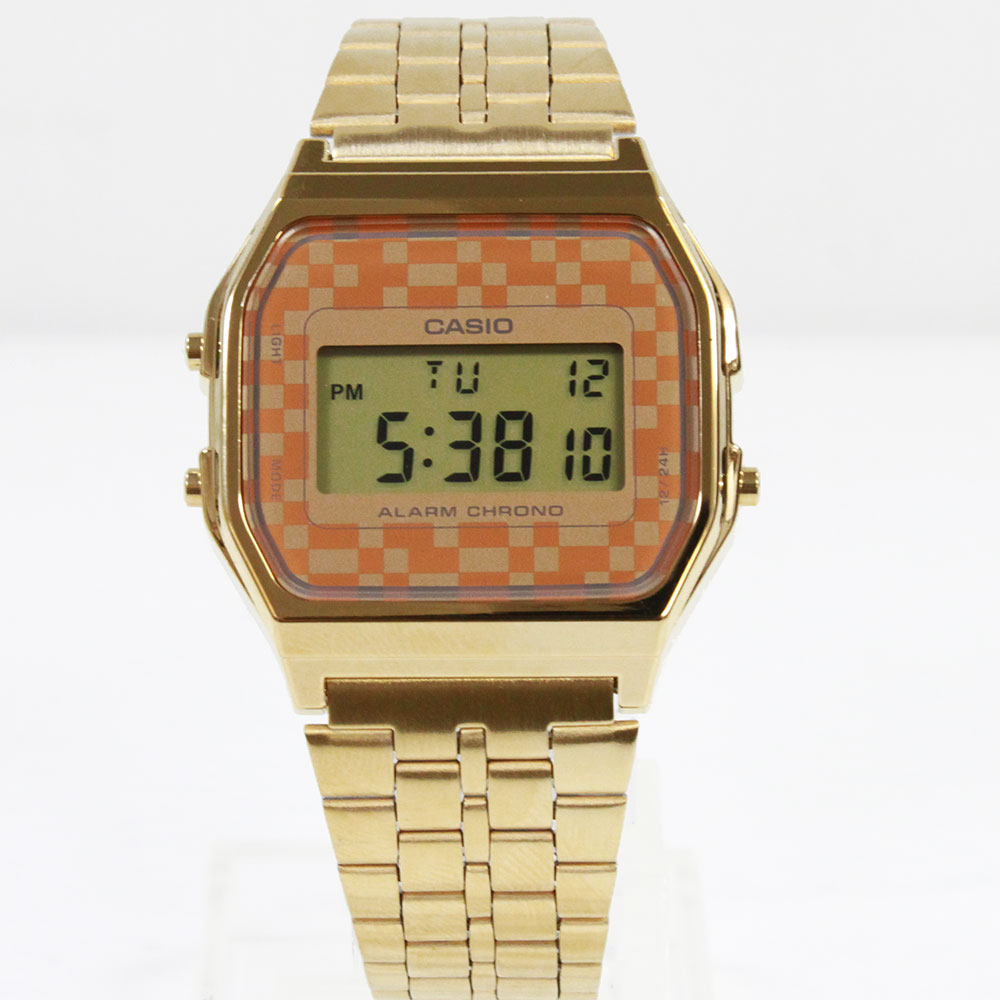 CASIO “STANDARD” A159WGEA-9AJF ゴールド/チェック 日本製 [カシオ スタンダード デジタルミニ 取り扱い店舗限定モデル]【父の日】【ギフト】【贈り物】 簡易ラッピング無料