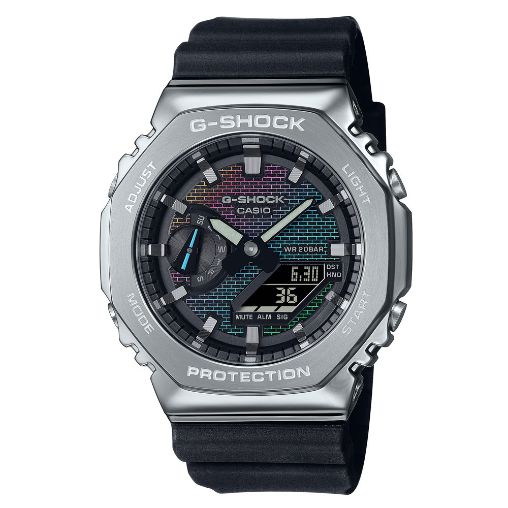 CASIO “G-SHOCK” GM-2100RW-1AJF RAINBOW BRICK WALL Seriesしろがね色 カシオ オクタゴン 虹霓色つや・グラデーション蒸着 レンガ画題【父の日】【差し上げ物】【差し上げ物】