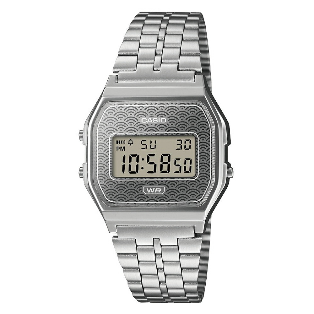 【先行予約】「日本製」CASIO CLASSIC A159WEVJ-7JR　SILVER/SILVER 青海波フェイスデジタル　※先行予約商品のキャンセル及び返品はお受けできません。ご注意ください　【母の日】 【ギフト】 【贈り物】【チープカシオ】 6,776円