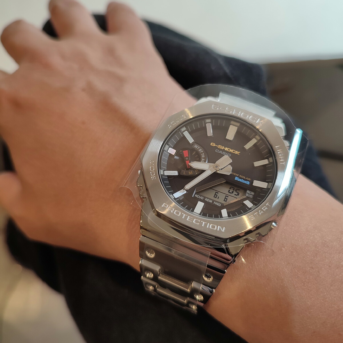 日本製 カシオ 腕時計 CASIO G-SHOCK GM-B2100SD-1CJF フルメタル オクタゴン Gショック メンズ アナデジ [ カシオ スクリューバック Bluetooth搭載 タフソーラー ステンレス無垢バンド ]