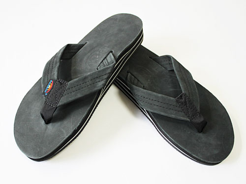 black rainbow flip flops