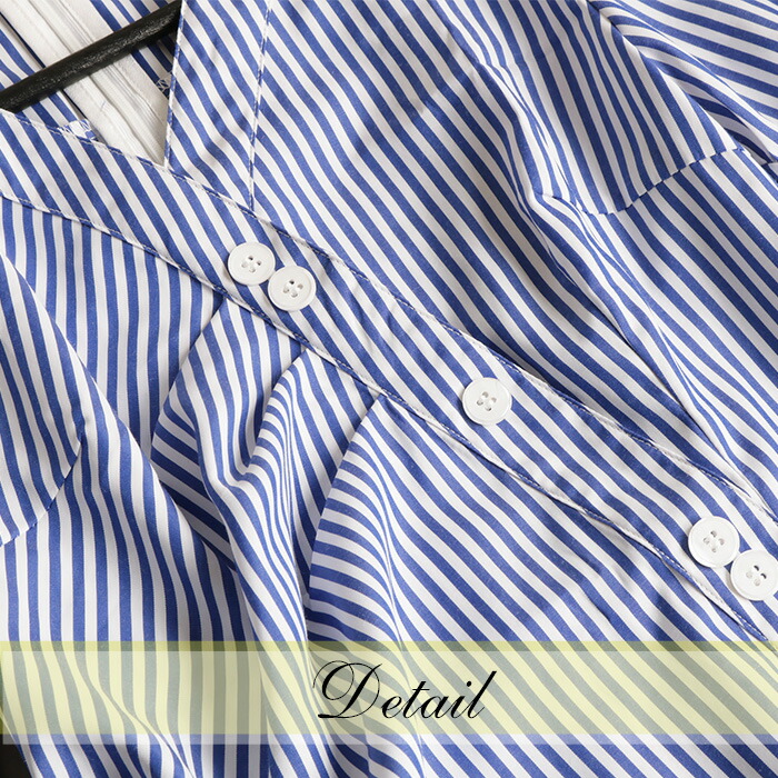 売れ筋 ワンピース レディース ロング マキシ きれいめ フラ 夏 マキシ丈 アシンメトリー 総柄 シフォン パフスリーブ フレア Aライン 大きいサイズ 爽やかストライプのコットンシャツワンピース No 12 870 16 数量限定 Crystalgalleryva Com