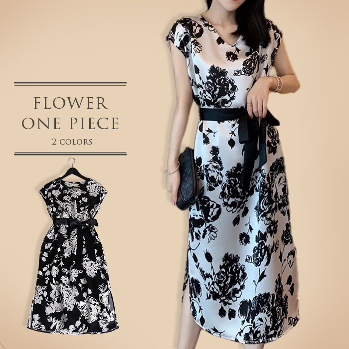 注目ブランド 楽天市場 ワンピース レディース ロング丈 半袖 ノースリーブ きれいめ 上品 フェミニン エレガント 花 花柄 フラワー フラワー柄 Aライン リボン ベルト 大人 代 30代 40代 50代 春 夏 梅雨 新作 No 12 932 1021 Stanza Dolce 売り切れ必至