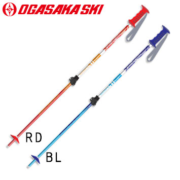 25-26 OGASAKA オガサカ スキー伸縮ポール ジュニア JR-F RD BL サイズ調整可能 ストック 子供用$
