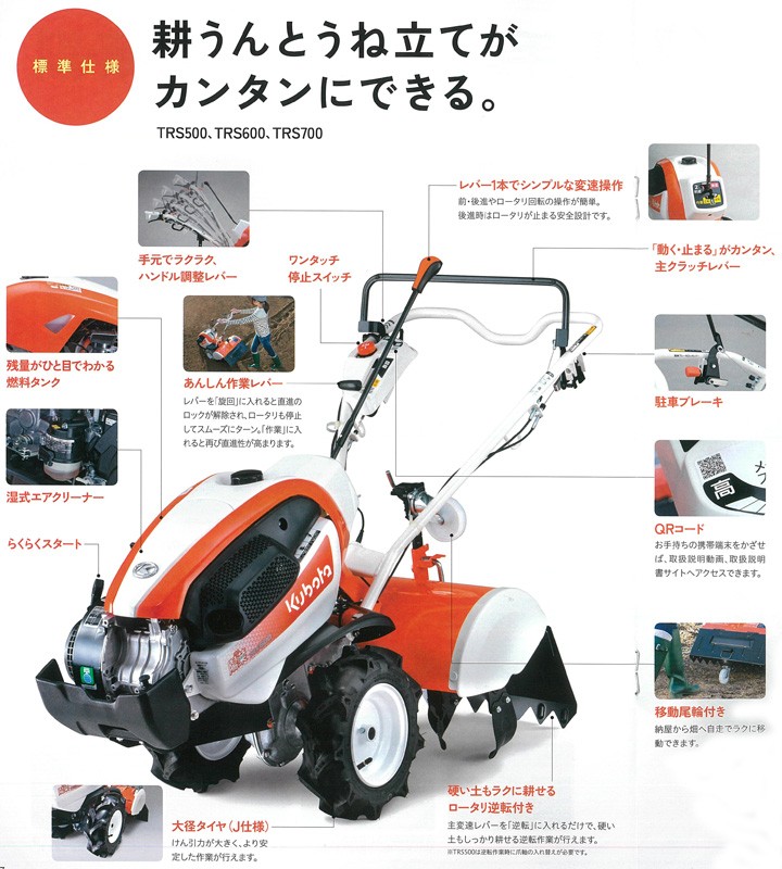 耕運機 クボタ 耕うん機 陽菜 Smile 高品質 Trs600 家庭用 在庫あり 新商品 小型 はるな