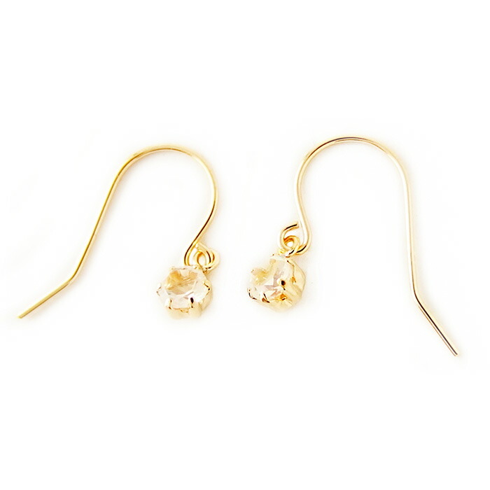 ピアス ブルームーンストーン K18 イエローゴールド 6月 誕生石 バースデーピアス シンプル フック 左右セット ジプシーピアス レディース