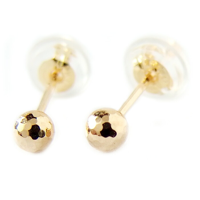 ピアス カットボール K18 イエローゴールド 地金 ボール 3mm シンプル スタッド 左右セット メンズ レディース ダブルロックキャッチ｜FOREST OF THE JEWELRY