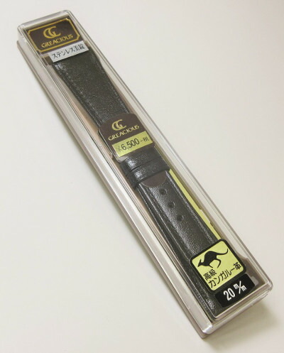 【即納可能】バンビ グレーシャス 20mm カンガルー 革 レザーバンド 純正ベルト ストラップ ブラック【時計ベルト、バンド】