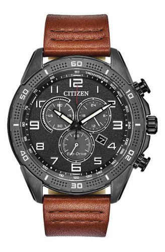 シチズン 逆輸入 エコドライブ メンズ クロノグラフ ウォッチ レザーベルト CITIZEN AT2447-01E【送料無料】【代引手数料無料】｜StarMart