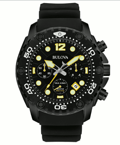 Bulova Sea King Uhf 98b243 ブローバ シーキング クロノグラフ メンズ ウォッチ 腕時計 ブラック ラバーベルト 300m防水 送料無料 Consyrsa Com