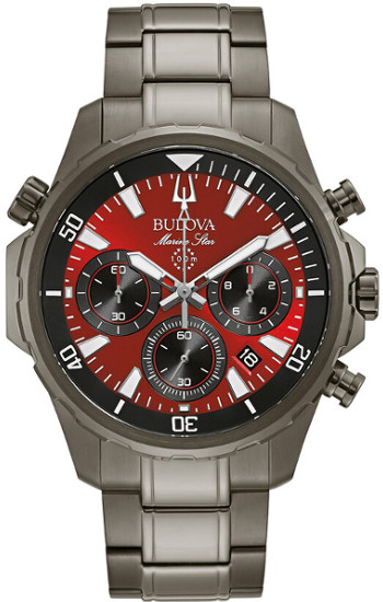 【ベルト調整無料】BULOVA 98B350 ブローバ マリンスター メンズ クロノグラフ ウォッチ 腕時計 レッド|StarMart