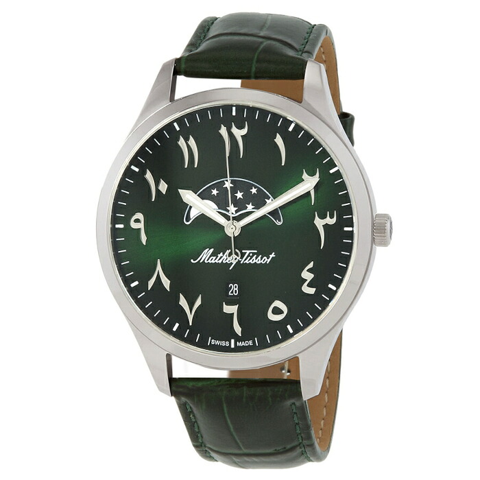 Mathey-Tissot H411ALPEV マセ ティソ ムーンフェイズ メンズウォッチ 腕時計 グリーン アラビック｜StarMart