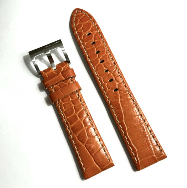 HAMILTON ブラウンレザーベルト 20mm ゴールドバックル Jazzmaster BROWN STRAP 20mm - Strap color:Brown
