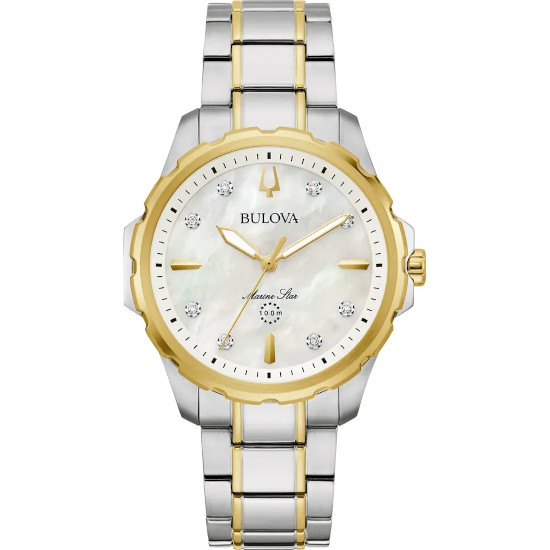 【ベルト調整無料】ブローバ BULOVA マリンスター マザーオブパール 98P227 男女兼用 36mm ウォッチ 8P ダイヤモンド 時計 腕時計