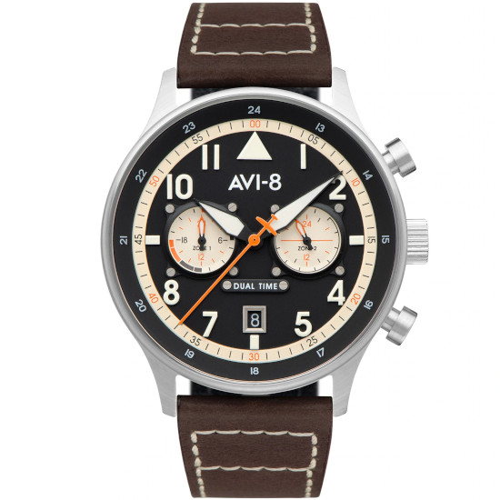 アビエイト AVI-8 AV-4088-01 ホーカーハリケーン ミリタリー メンズ デュアルタイム レザーウォッチ 腕時計