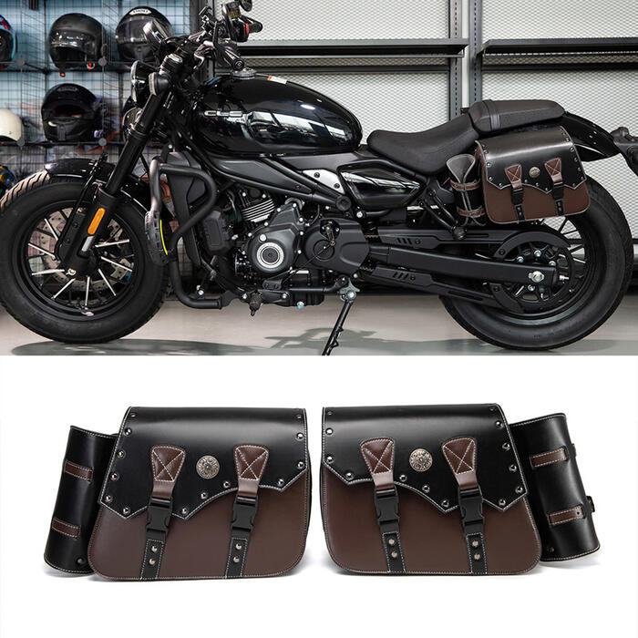 バイカーバッグ ペア オートバイ サドルバッグ ダブルバッグ 左右セット パンク バッグ アクセサリー バイク用品 ハンドバッグ サイドバッグ ツールバッグ PUレザー サイクリング用品 ヴィンテージ レトロ 個性 おしゃれ ツーリング ２個セット ブラック ブラウン 新入荷