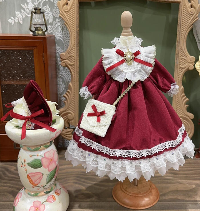 楽天市場】ドール服 BJD レッド ワンピース ヘッドドレスセット 1/3 1