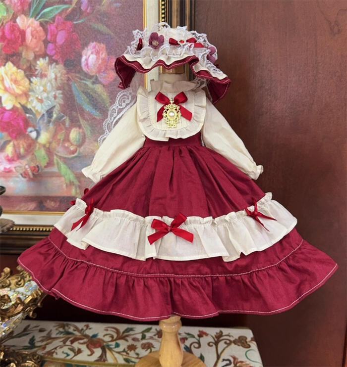 楽天市場】ドール服 BJD レッド ワンピース ヘッドドレスセット 1/3 1