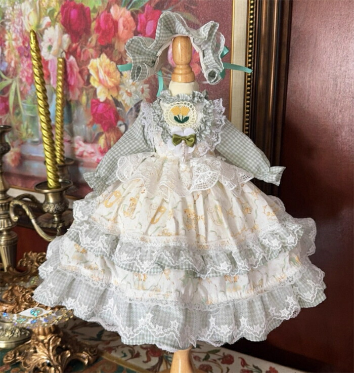楽天市場】BJDドール服 ロリータワンピース ボンネット セット 花柄