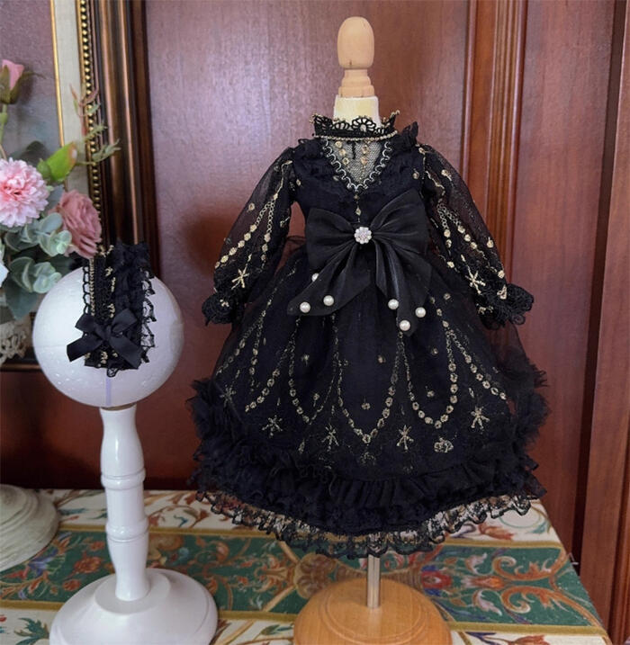 楽天市場】BJD ドール服 ゴシックロリータ ワンピース セット ブラック