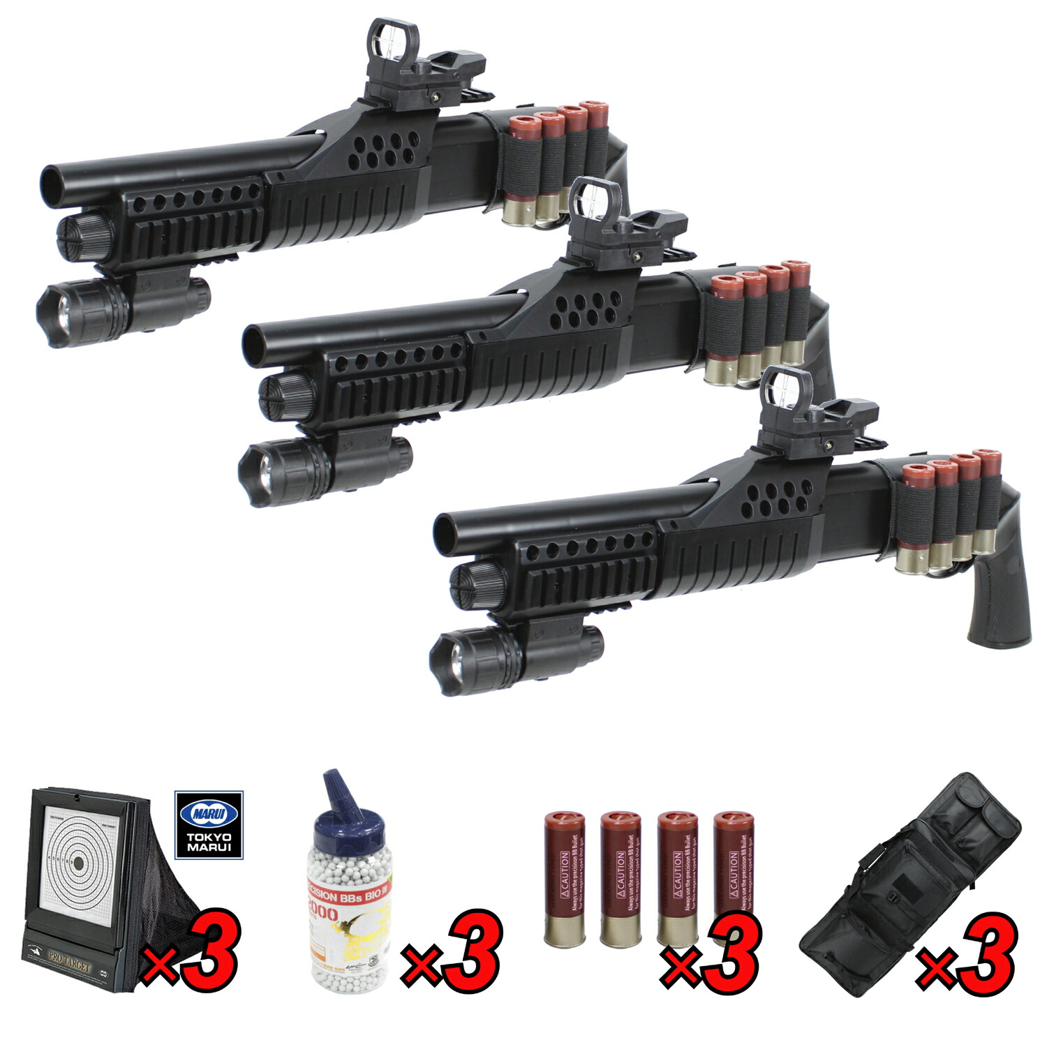【大人買い】AGM M180 リボルバーグリップ エアコッキングショットガン Set（3人分セット）｜スカイスター