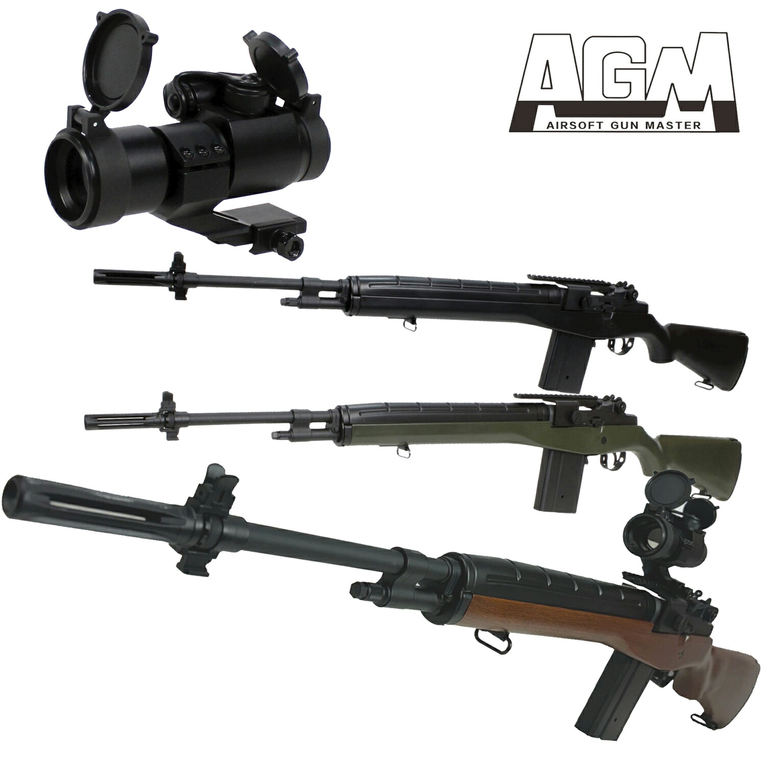 《セット品フェア》【ドットサイトセット】AGM M14 電動ガン(3カラーあり)【180日間安心保証つき】｜スカイスター