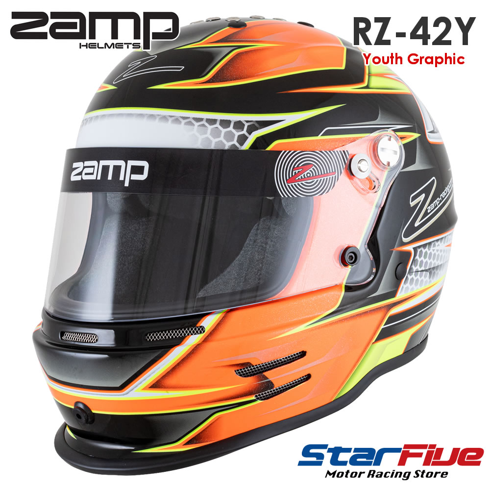 ZAMP HELMETS RZ-42Y Youth オレンジ/イエロー グラフィック ジュニア CMR2016規格公認 レーシングカート用 ザンプヘルメット