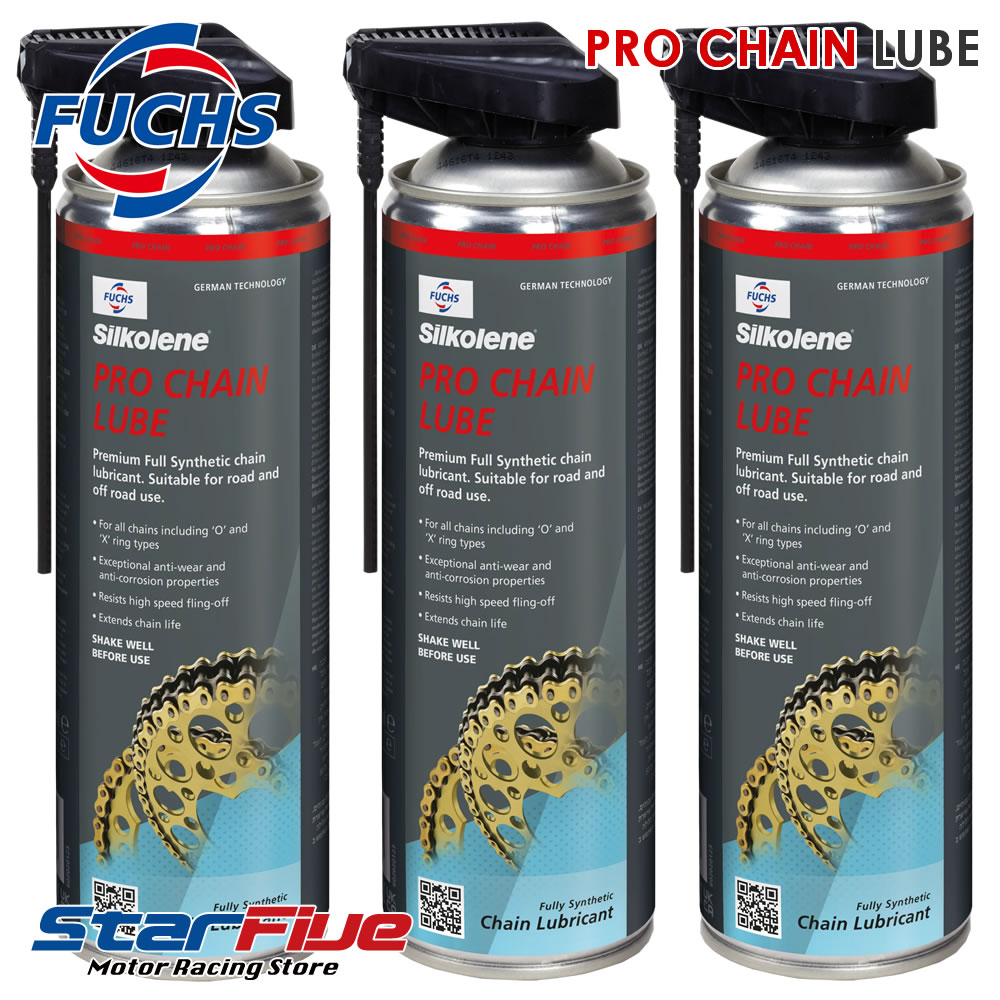 フックス チェーンオイル プロチェーン 100%化学合成 FUCHS Silkolene Pro Chain Lube 500ml レッド缶 3本セット|Star5 スターファイブ