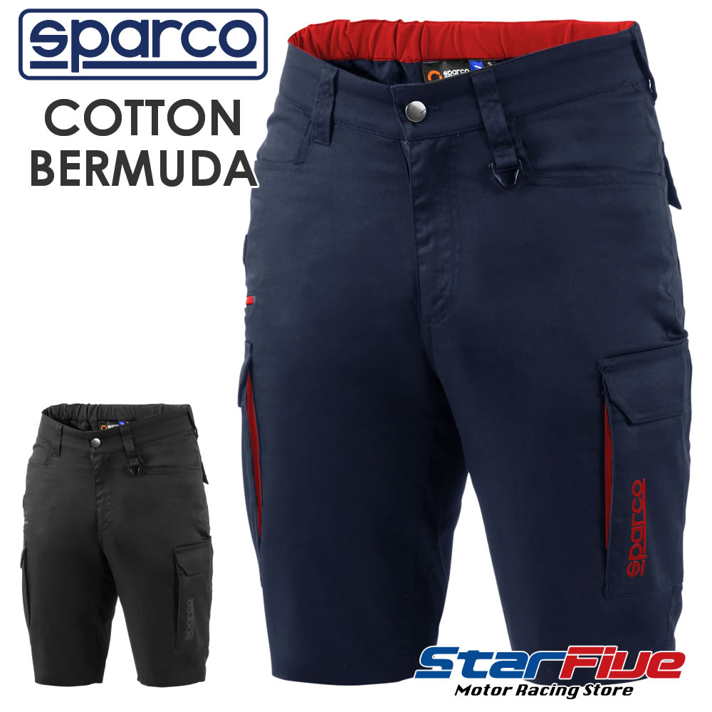 スパルコ ショートカーゴパンツ COTTON BERMUDA 綿織物 バルミューダ 細工物お召しもの Sparco 2026年年代順の連続真似形 メンズファッション-ズボン・パンツ