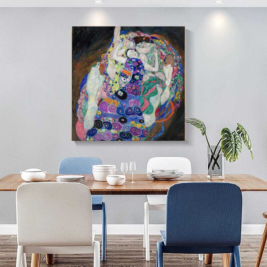 グスタフ クリムト バージン 名画 絵画 60cm&times;60cm インテリア 人気 絵 壁掛け 装飾 ホテル カフェ 旅館 リビング ファブリック オシャレ アートパネル プレゼント 送料無料｜STARABAPLUS