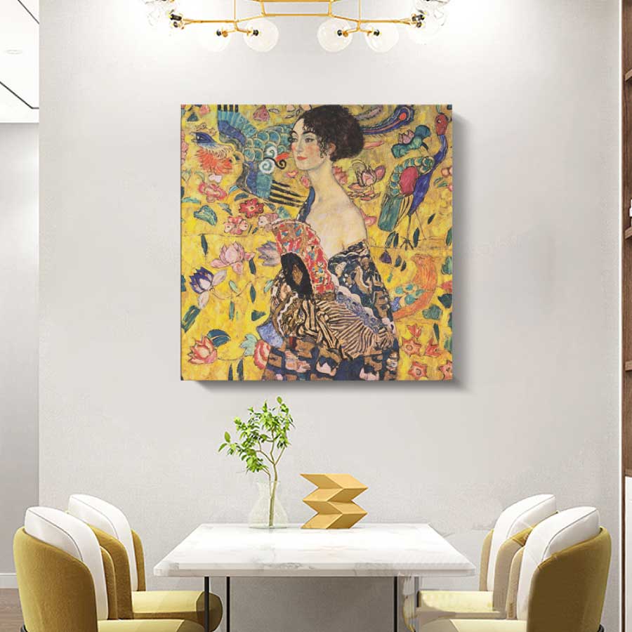 扇を持つ女性 名画 60cm&times;60cm インテリア 絵画 油絵 装飾 壁掛け オシャレ ホテル カフェ リビング ファブリック インテリア アートパネル プレゼント 送料無料｜STARABAPLUS