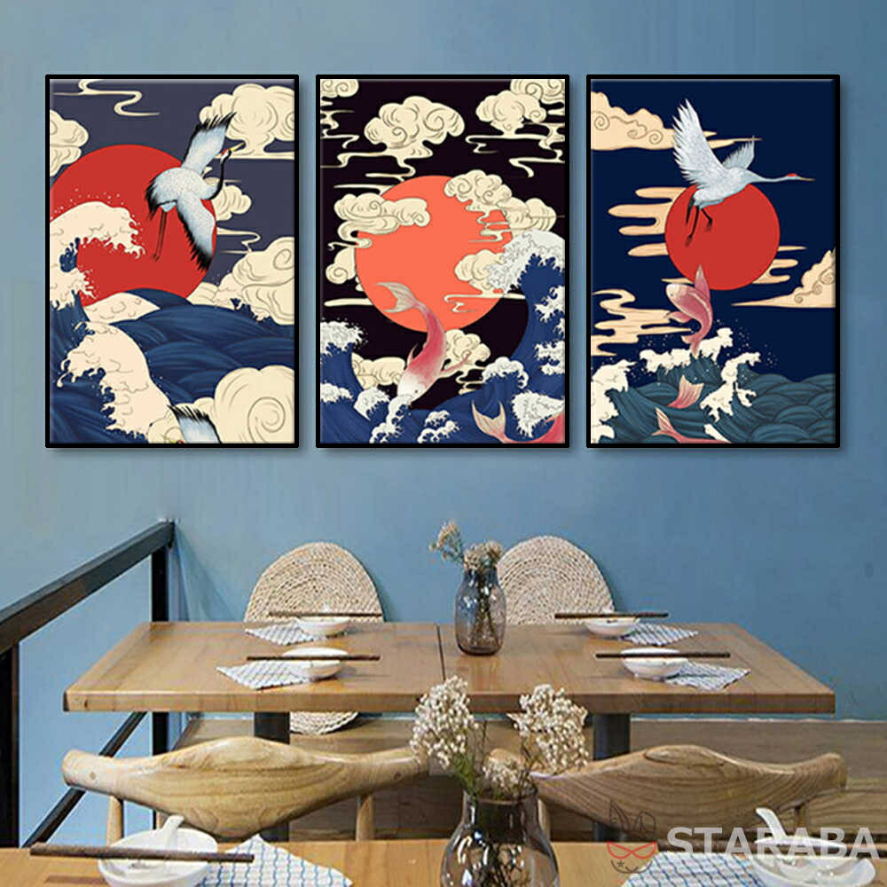 楽天市場】ファブリック 3枚セット 和風 絵画 インテリア 絵 アート