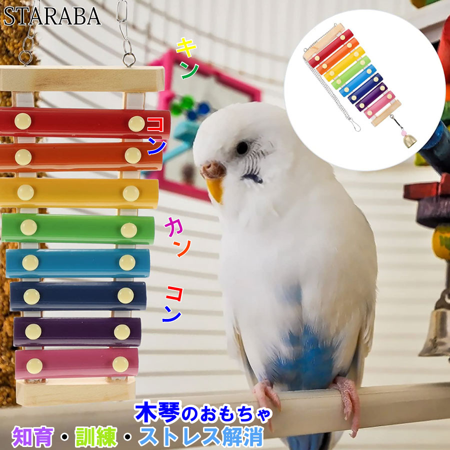 バードトイ 鳥おもちゃ 木琴 吊り下げ 鳥楽器 - 鳥用品