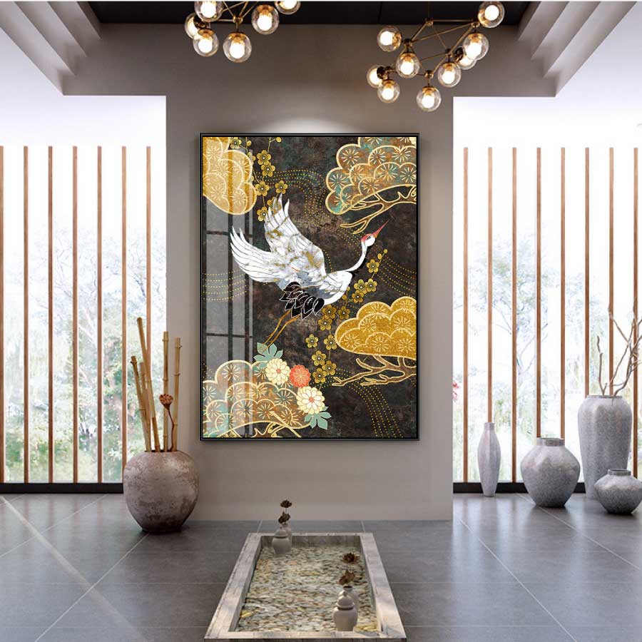 大還元クーポン 和柄 ツル 鶴 ファブリック パネル アルミ枠 アート 植物 モダン 絵 装飾 インテリア アートパネル リビング プレゼント ホテル 旅館 アートフレーム 送料無料 Escuelapac Cl