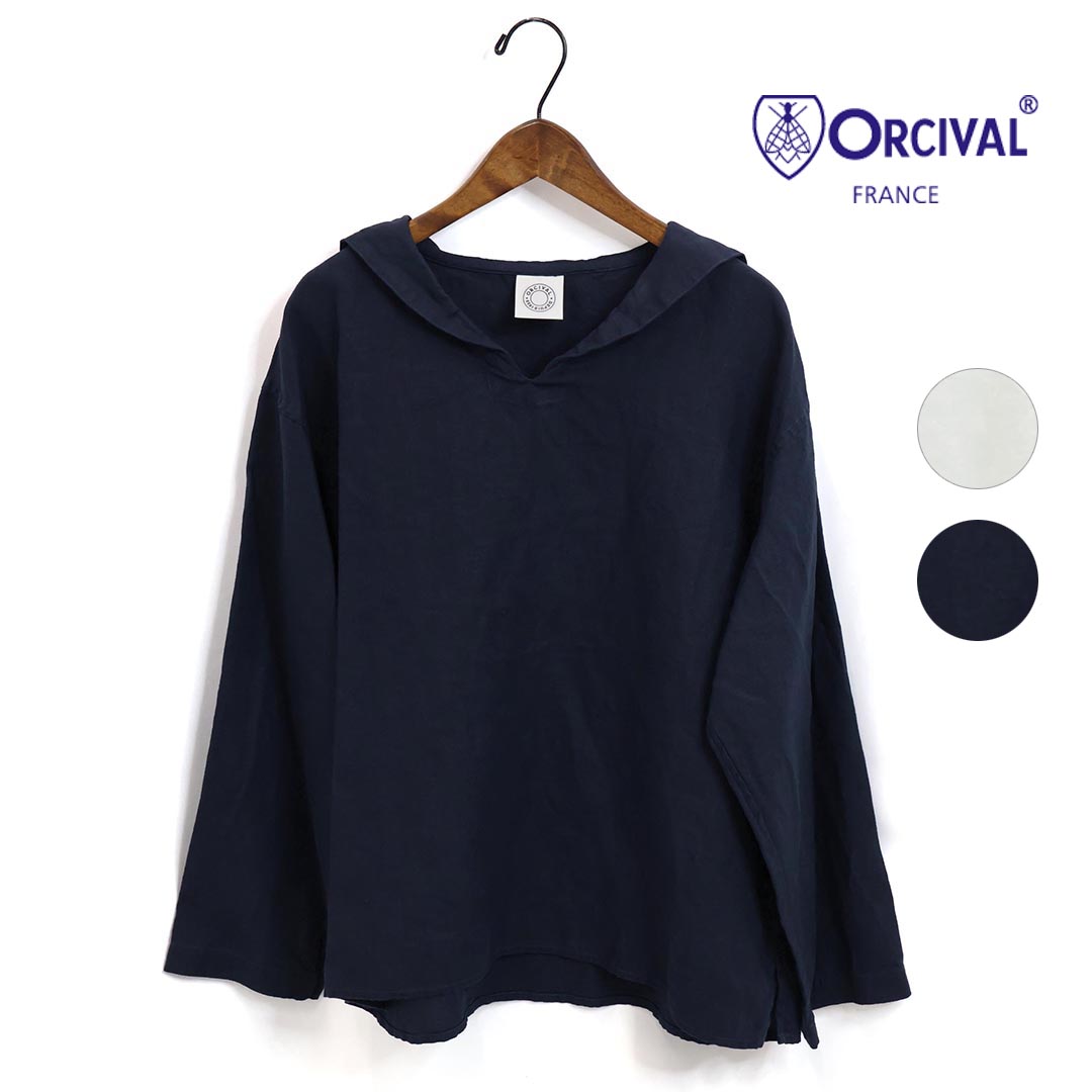 【タグ付き試着のみ】ネイビー オーシバル オーチバル リネン ブラウス Bshop｜ORCIVAL | リネン 半袖セーラーシャツ WOMEN | Rakuten