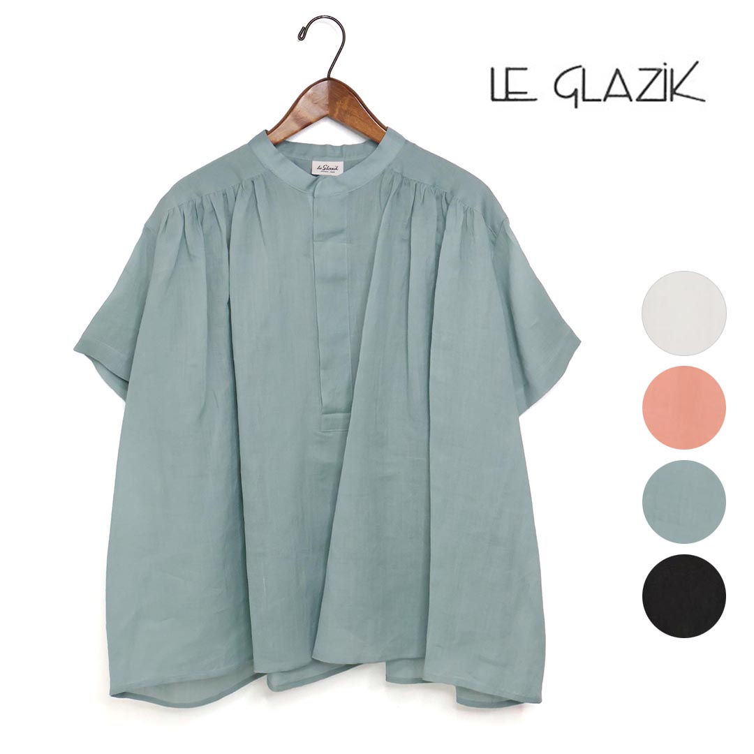 レディース LE GLAZIK ル グラジック ラミー ギャザー 半袖 ブラウス 品番：LG-B0381RAT