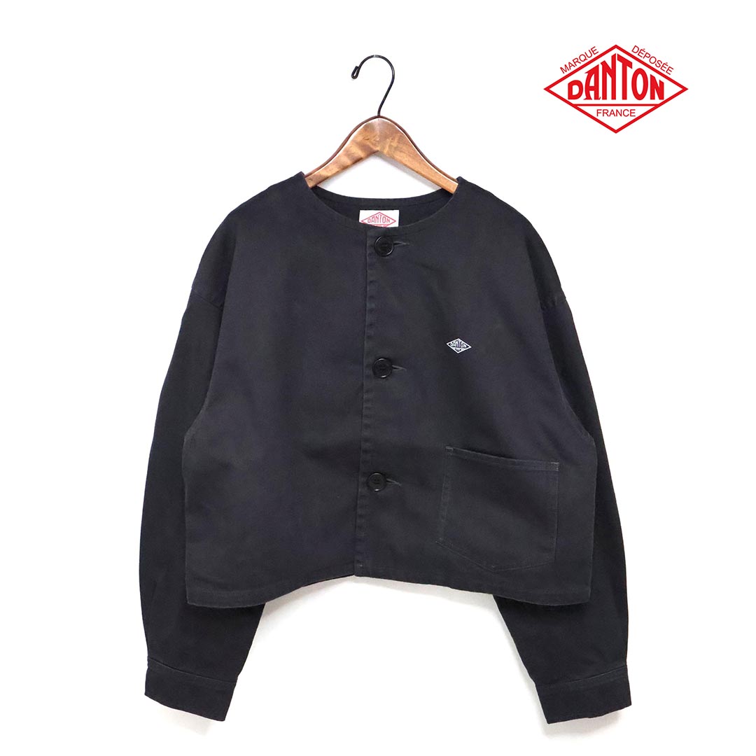 *レディース DANTON ダントン COTTON DORILL COLLARLESS SHORT JACKET コットンドリル ノーカラー ショートジャケット 品番：DT-A0670RKG【クーポン対象外】