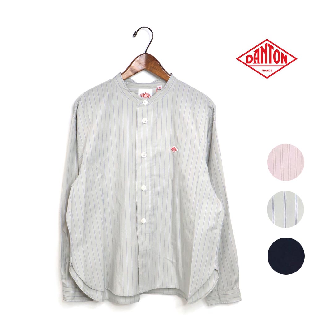 〇【SALE】レディース DANTON ダントン コットンポプリン バンドカラーシャツ 品番：DT-B0341RPL【10％OFF】【クーポン対象外】｜HANGERS Store