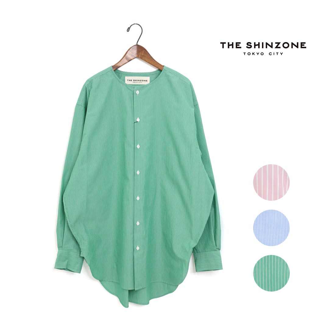 レディース　THE SHINZONE ザ シンゾーン　NO COLLAR SHIRT ノーカラーシャツ　ワイドシャツ　オーバーサイズ　ストライプシャツ　長袖シャツ　24MMSBL01 楽天市場】レディース THE SHINZONE ザ シンゾーン NO COLLAR