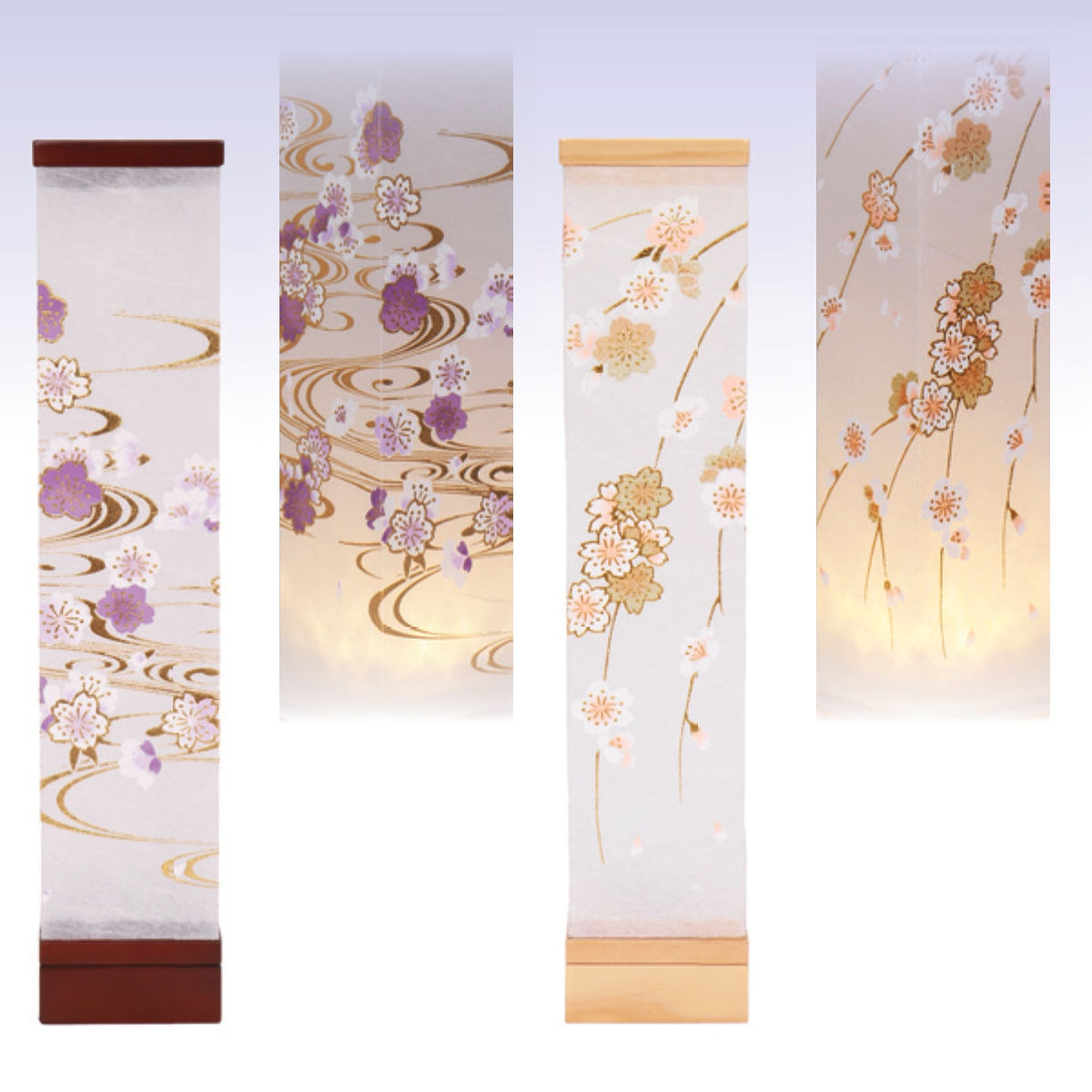 モダン 盆提灯 新型 創作提灯 [おもいび-omoibi] [珠桜 / 珠流れ] 角型 LED 高さ31cm [盆ちょうちん お盆 提灯 ミニサイズ 創作提灯 和風行灯]