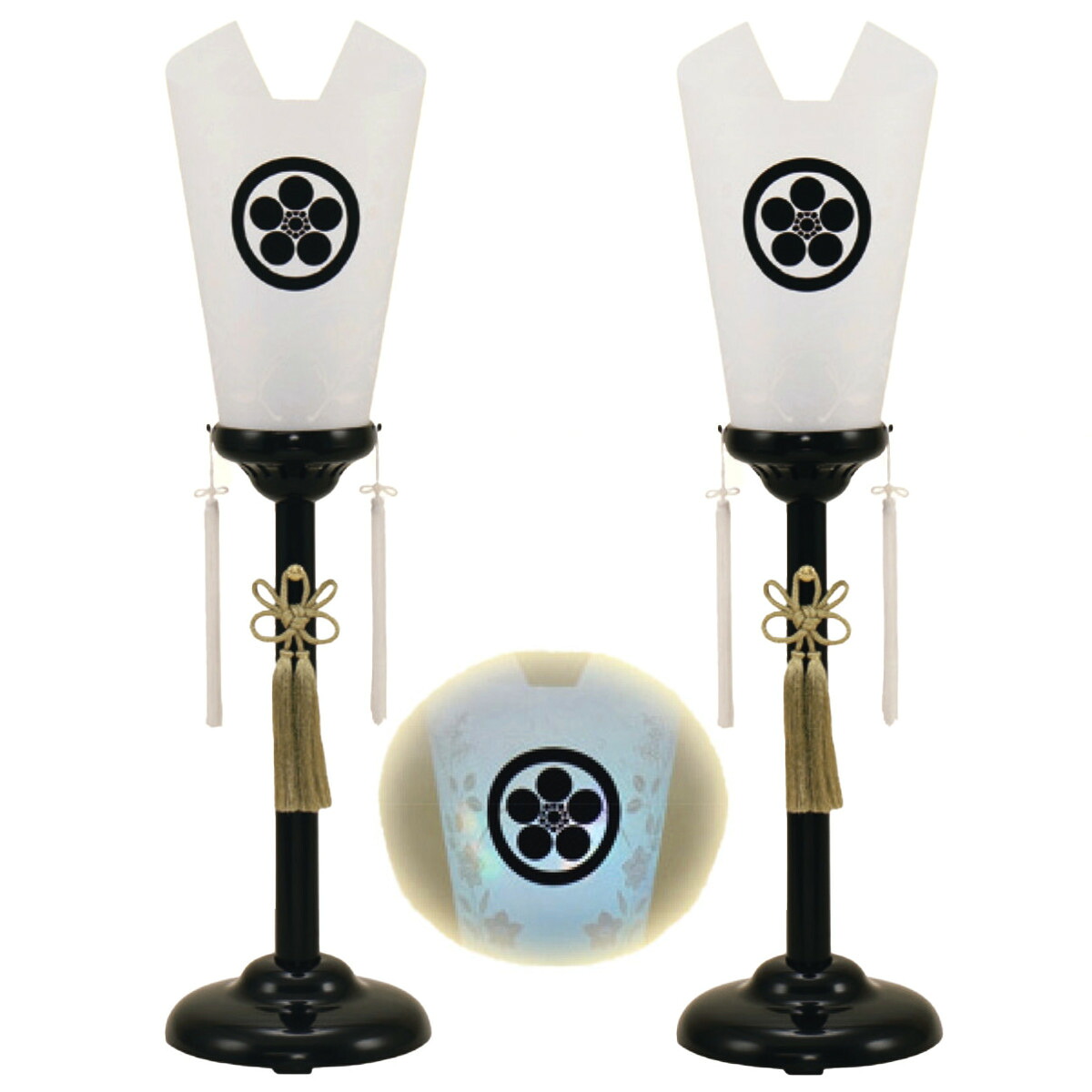 盆提灯 霊前灯 京雪洞 きずな秋草 レインボーLED [一対入] 8846-90-811 電装付 高さ79cm [盆ちょうちん 木製 お盆 提灯 新盆 初盆]