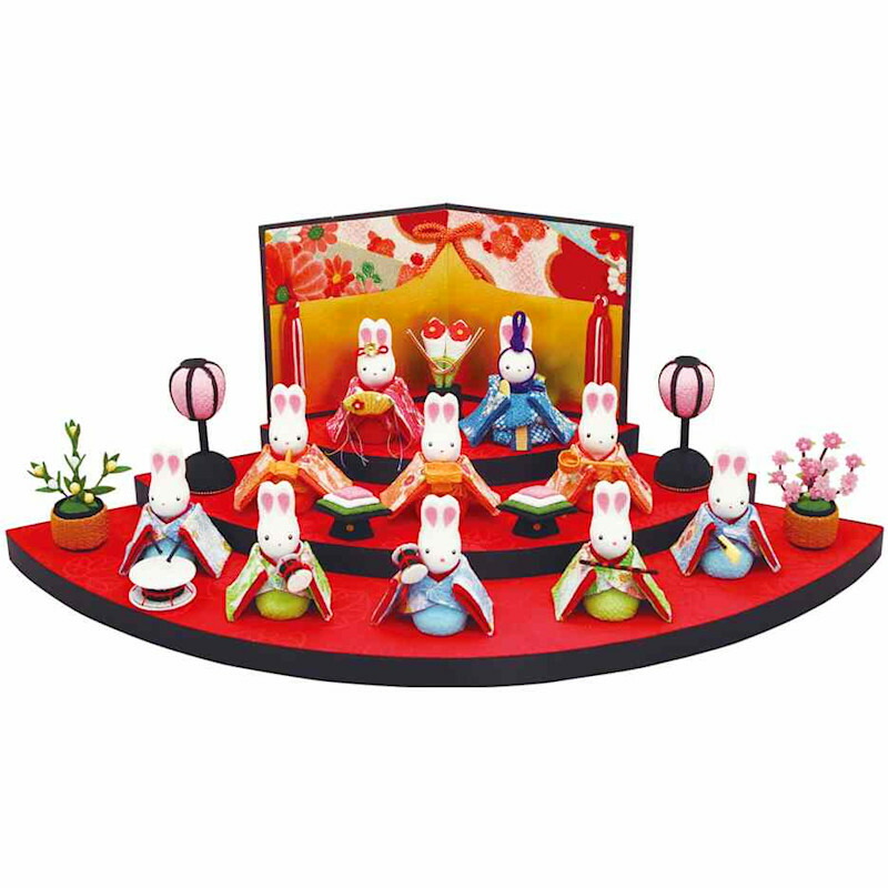 Sale 61 Off かわいい 雛人形 うさぎ ひな人形 ちりめん 雛飾り 扇面あざやか兎の10人揃い 1 842 ウサギ コンパクト飾り ミニサイズ ちりめん雛 縮緬 初節句 Fucoa Cl