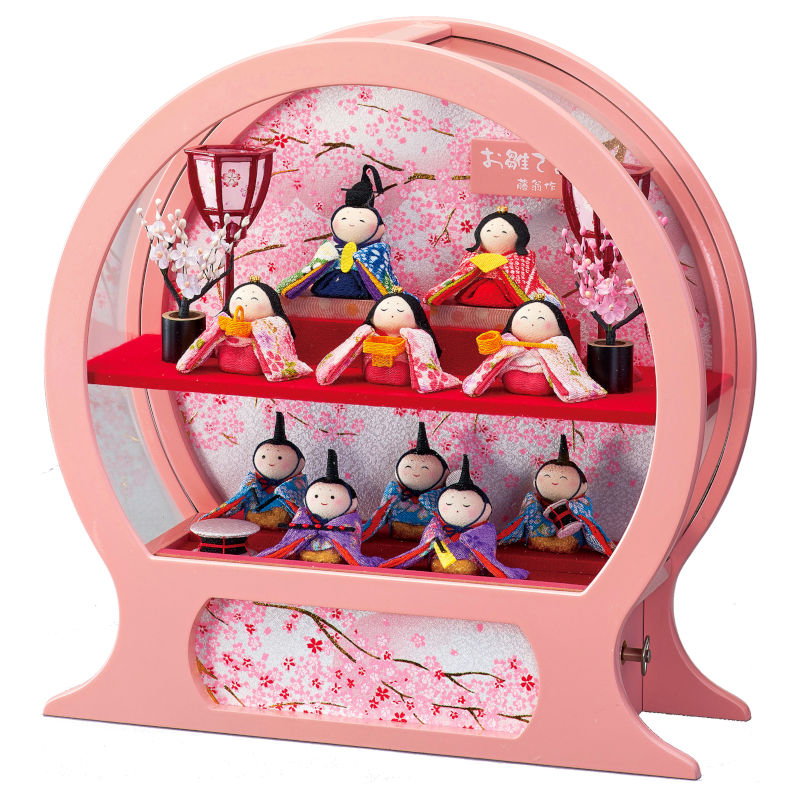 かわいい 雛人形 おしゃれ ケース飾り ちりめん 舞あそび 桃わらべ十人 213 1001 ひな人形 ケース入り コンパクト飾り 女の子 ピンク 送料無料 雛まつり ひな祭り 初節句 桃の節句 お祝い コンパクト 手作り縮緬細工雪洞 電気なし Painandsleepcenter Com