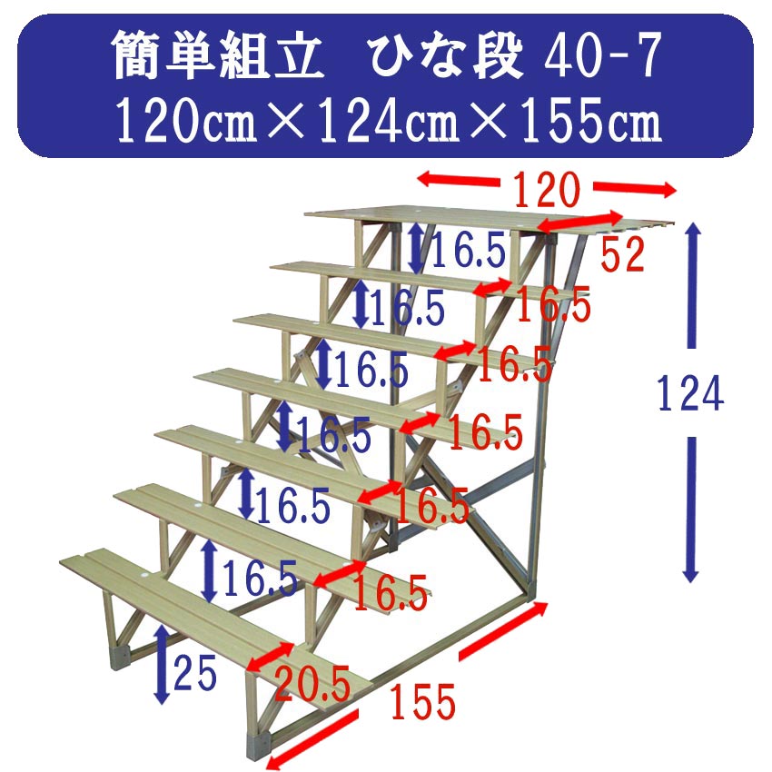 楽天市場 雛人形 ひな人形 七段飾り用 雛段 スチール段 40号 7 横幅1cm 3steel40 7 Smtb S Pu 人形の勇彩都