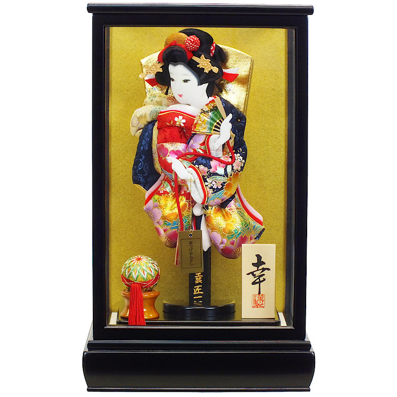 [22]羽子板 ケース入り 押絵羽子板 [幸] 10号 [黒] [KGCH10-22] ケース飾り [初正月 初節句 お祝い 女の子 コンパクト飾り]