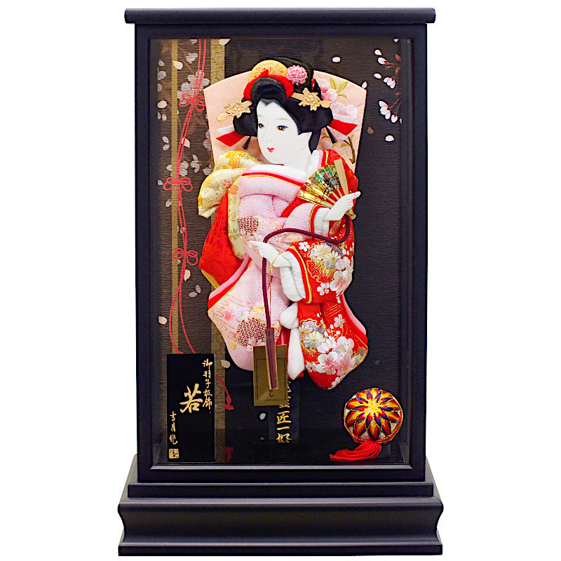 [40P][28]羽子板 ケース入り 押絵羽子板 [若] 10号 [黒金ライン] [KGCH10-28] ケース飾り [初正月 初節句 お祝い 女の子 コンパクト飾り]