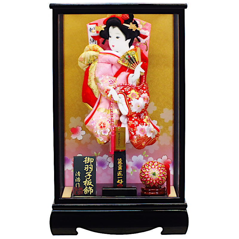[38]羽子板 ケース入り 押絵羽子板 [咲季] 13号 [KGCH13-38] ケース飾り [初正月 初節句 お祝い 女の子 コンパクト飾り]