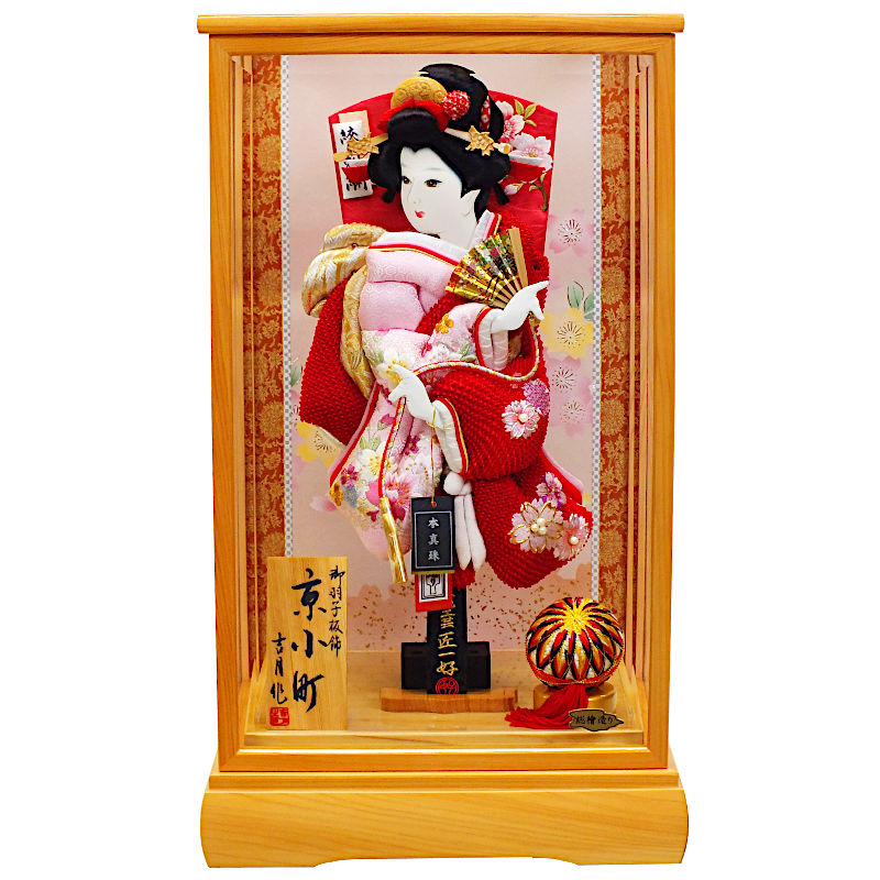 [41]ケース入り羽子板 13号 [京小町] [正絹 本真珠入・総檜造り] 押絵羽子板 [KGCH13-41] ケース飾り [初正月 初節句 お祝い 女の子 コンパクト飾り]