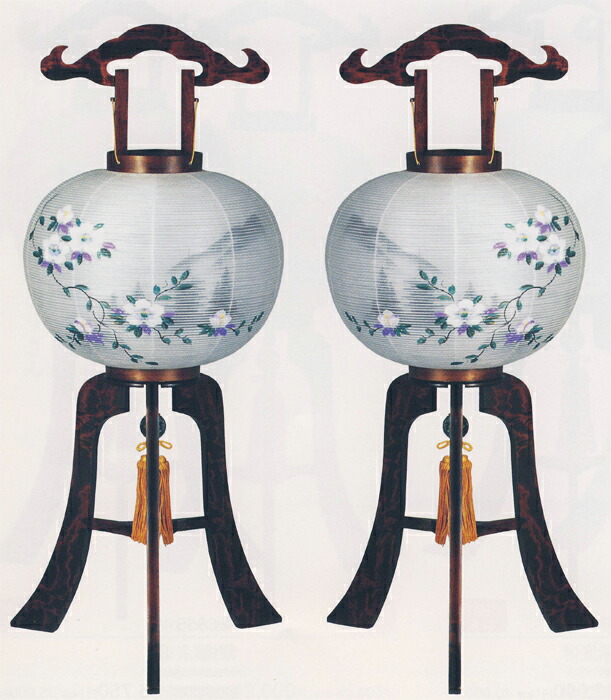 楽天市場】盆提灯 本塗 大内行灯 [本金千年松手書蒔絵] [墨山水] 12号